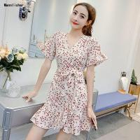 吊带露肩雪纺衫女闺蜜装2019夏季新款气质修身荷叶边V领连衣裙潮预售定制款韩版潮牌