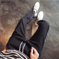 牛裤男潮夏季薄款修身小脚九分宽松红裤子9分阔腿ins束脚裤韩男预售定制款韩版潮牌