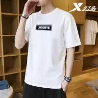 特步短袖T恤男圆领字母上衣春夏透气正品男士宽松半袖运动服运动T恤