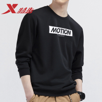 特步卫衣男宽松大码男装2022秋季新款黑长袖t恤男士款圆领运动衫运动卫衣