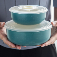 饭盒便当盒陶瓷饭盒带盖圆形密封微波炉用饭盒保鲜碗保鲜 禾夏4.5英寸保鲜碗白色