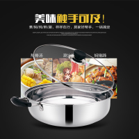 不锈钢加厚汤锅具煤气电磁炉火锅盆家用双耳煮锅燃气商用 28cm加厚单底款(适用3-4人)