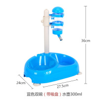 狗狗自动喂食器饮水一体猫二合一纳丽雅狗用品宠物猫粮盆自动狗粮投食器 蓝色双碗(带吸盘