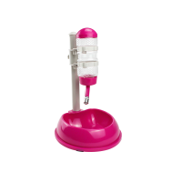 狗狗水壶挂式喝水食盆宠物狗碗纳丽雅自动喂水猫咪狗二合一喂食器饮水器 饮水器玫红 M-中型