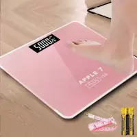 家用体重秤纳丽雅人体称健康秤平板称电子秤磅成人称体重计重器 苹果7玫瑰金电池款