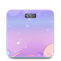 家用精准电子秤纳丽雅体重秤成人健康称重人体秤卡通充电秤体重猫咪 液晶屏紫色星空 电池