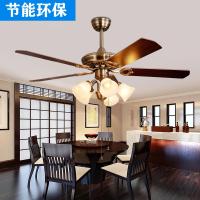 风扇灯家用餐厅带电扇灯纳丽雅卧室客厅木叶风扇吊灯复古欧式吊扇灯52寸 42寸+铁叶飞碟拉绳