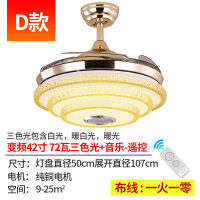 风扇灯蓝牙音乐纳丽雅音响电扇灯带风扇吊灯餐厅吊扇灯家用餐厅客厅 D款-变频42寸三色光+音乐+遥控