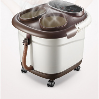 足浴盆器全自动按摩洗脚盆电动加热泡脚桶家用恒温足疗机 棕色