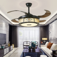 中式吊扇灯客厅风扇灯餐厅纳丽雅(Naliya)卧室家用带电风扇吊灯一体智能灯具 7833款42寸变光遥控