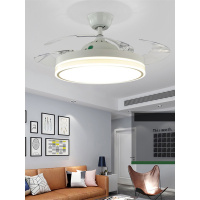 音乐风扇灯餐厅客厅卧室纳丽雅(Naliya)带蓝牙音响电风扇吊灯一体超薄智能 黑色36寸白光壁控#两火一零