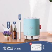 加湿器喷雾卧室大雾量可充电香薰usb纳丽雅(Naliya)便携式办 天空蓝充电版☆打倒不湿桌☆温馨氛围夜灯加送棉棒精油▲
