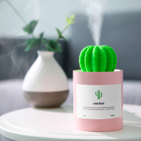 仙人掌usb加湿器夜灯家用 卧室纳丽雅(Naliya)可爱少女心迷你便携式办公室桌面小型空气补水香薰精 经典款[粉色]