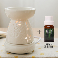 两用香薰灯 蜡烛香薰炉纳丽雅(Naliya)精油插电香薰灯可以调光调温定时陶瓷卧室 白色+10ml甜橙精油