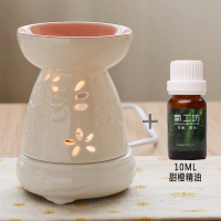 两用香薰灯 蜡烛香薰炉纳丽雅(Naliya)精油插电香薰灯可以调光调温定时陶瓷卧室 粉色+10ml甜橙精油
