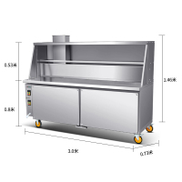 不锈钢无烟烧烤车纳丽雅(Naliya)商用环户外保无烟净化机木炭摆摊烧烤炉 3.0米三组九层净化100(工程款)