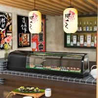 商用寿司刺身料理柜纳丽雅(Naliya) 冷藏展示柜单层台式保鲜柜 小型 日料三文 黑色 150x35x34cm官方标配