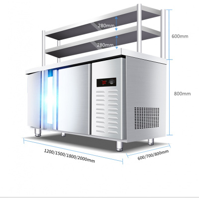 劲福商用保鲜纳丽雅(Naliya)工作台奶茶不锈钢冰箱冷藏冷冻厨房冰柜平冷作台 冷藏 180x80x80cm
