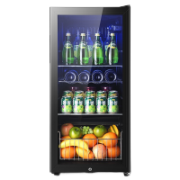 冰吧家用小型保鲜柜纳丽雅(Naliya)单冷藏柜茶叶柜红酒柜冰箱带锁留样柜 135L黑色带灯+全冷藏+带锁