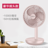 康佳(KONKA)usb小风扇可充电便携式电风扇小型学生迷你宿舍超 办公室 豪华摇头款-可充电-藕粉(10000毫安)