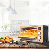 电烤箱家用纳丽雅多功能烘焙控温迷你小型烤箱蛋糕披萨蛋糕双层烤箱 22升网架烤盆+手套1只黄金色
