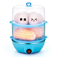 多功能早餐机煮蛋器 纳丽雅蒸蛋机器 350W 奶瓶  自动断电 家用 蓝双平盖+量杯