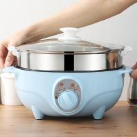 多功能纳丽雅电锅家用电煮锅宿舍学生锅电热锅一体式不粘炒菜锅插电2人3 28cm+蒸笼不粘锅4-5人可炒菜煮饭蒸东西