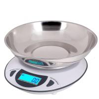 电子厨房秤奶茶店专用精准烘焙家用纳丽雅(Naliya)小型称小秤计量秤天平 白色干电池款[6kg/1g]送不锈钢盆+电池