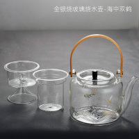 电器纳丽雅电陶炉茶炉蒸煮茶器内胆竹制提梁 玻璃烧水壶大功率 金银烧玻璃烧水壶-海中双鹤