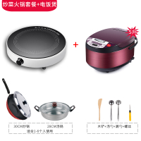 圆形电磁炉纳丽雅家用小型多功能迷你宿舍微型小号火锅炒菜一体电子炉灶 圆形套餐4+5L电饭煲