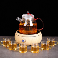家用纳丽雅(Naliya)玻璃烧茶具套装水果电加热喝茶壶电热电陶炉电炉小型蒸煮茶器 悦心蒸茶器加Q5陶炉橡木六杯
