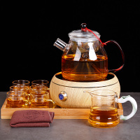 家用纳丽雅(Naliya)玻璃烧茶具套装水果电加热喝茶壶电热电陶炉电炉小型蒸煮茶器 悦心蒸茶器加Q5陶炉橡木大套装