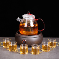 家用纳丽雅(Naliya)玻璃烧茶具套装水果电加热喝茶壶电热电陶炉电炉小型蒸煮茶器 悦心蒸茶器加Q5陶炉胡桃六杯