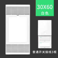 集成吊顶 纳丽雅换气照明二合一厨卫灯厨房排风扇大功率 节能 30x60白色-普通开关