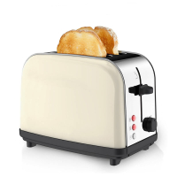 复古家用纳丽雅不锈钢全自动多士炉吐司机土司机2片烤面包机早餐机 B款瑕疵粉红色