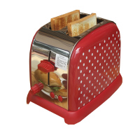 复古家用纳丽雅不锈钢全自动多士炉吐司机土司机2片烤面包机早餐机 B款瑕疵红点