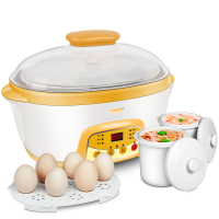 隔水电炖锅陶瓷纳丽雅电炖盅蒸笼煲汤锅大容量全自动234人量 单层石榴红