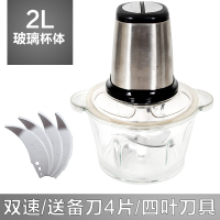 大蒜切蒜泥器纳丽雅家用打蒜泥机电动搅蒜器绞蒜末蒜蓉机碎姜捣蒜头 2升方钢头玻璃杯1个刀头+4片备刀