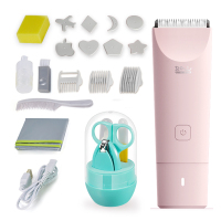 婴儿理发器纳丽雅超 吸发家用儿童剃头宝宝电推子儿USB充电 剑蓝粉送18件套+指甲套