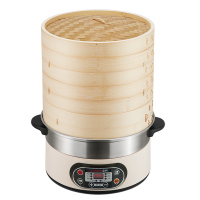 智能电蒸锅纳丽雅电蒸笼电竹蒸笼竹蒸锅蒸汽锅预约定时保温家用蒸锅 3层29CM竹蒸锅(预约款)