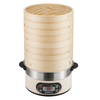 智能电蒸锅纳丽雅电蒸笼电竹蒸笼竹蒸锅蒸汽锅预约定时保温家用蒸锅 4层29CM竹蒸锅(预约款)