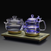 电热烧水壶纳丽雅一体全自动泡茶具底部上水抽水电磁炉专用玻璃煮器套装 20*37翡翠色-桶装水(带蓝光)