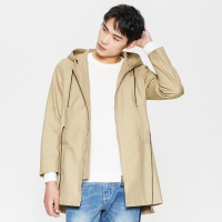 [1件5折价:200]MECITY男装卡其色纯棉风衣男中长款韩版收腰
