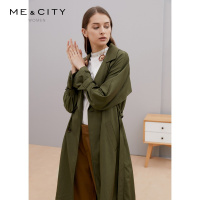 [1件5折价:245]MECITY女装秋季新款简约中长款双排扣收腰风衣外套
