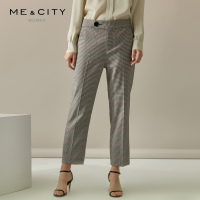 [好货直降:395]MECITY女装秋季新款时尚格纹阔腿长裤休闲裤