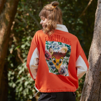 [1件3折价:79.5]美特斯邦威外套女春季新款休闲拼色立领牛仔外套