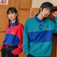 [2件2折价:39]美特斯邦威男女同款拼接长袖POLO卫衣新款春季