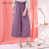 [1件5折价:85]MECITY女装雪纺直筒韩版宽松高腰收腰系带垂感阔腿裤