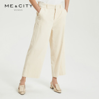 纯棉MECITY女装时尚绒面坑条纯色休闲裤