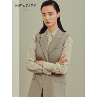 [1件5折价:150]MECITY女装秋季新款中长款系带收腰无袖马甲外套